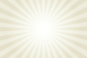 Gray background with white sun ray. Pattern of starburst. Abstract texture with light of sunburst. Radial beam of sunlight. Retro background with flash. Design of sunbeams. Vector.	