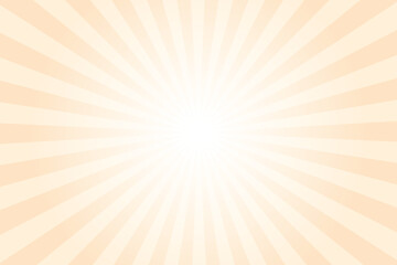 Sunburst background with brown sun ray. Pattern of starburst. Abstract bisque brown texture with light of sunburst. Radial beam of sunlight. Retro background with flash. Design of sunbeams. Vector.