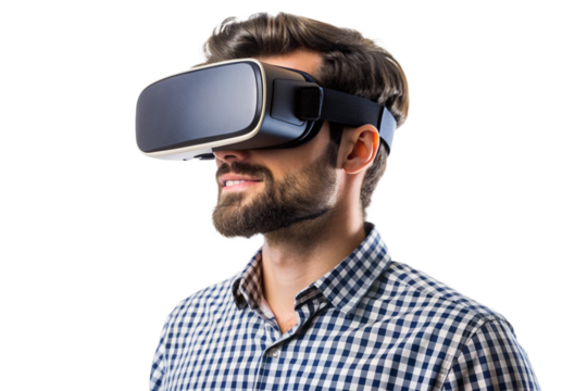 A man using virtual reality headset png