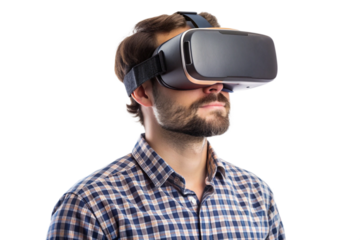 A man using virtual reality headset png
