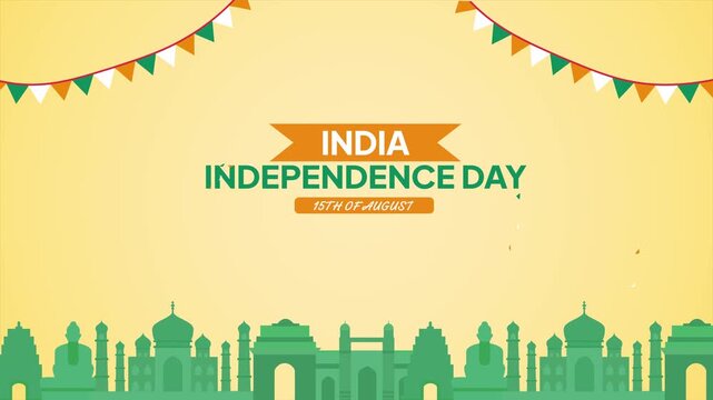 Animated video Happy India Independence Day concept. Full length animation illustration. High quality 4k footage.