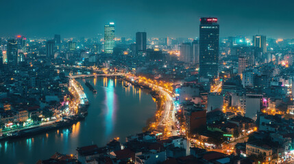 Obraz premium Communication technology in Vietnam: Growth in telecom services and internet access,