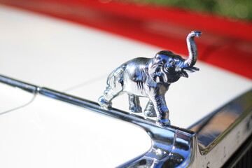 close up of a car hood ornament