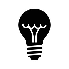 Simple Light Bulb Silhouette Vector Icon for Business Concepts