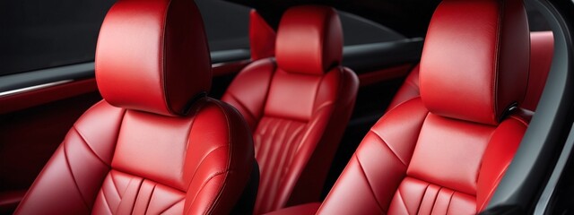 Details of a stylish red and black leather car seat