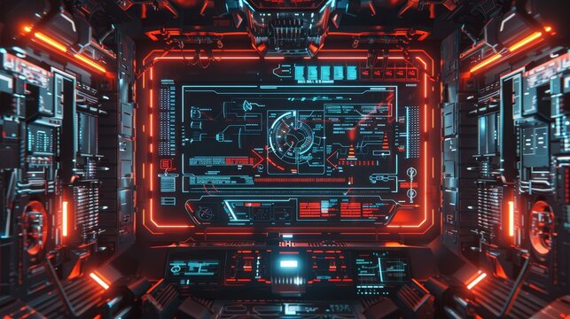 Frame interface concept design with brackets, equalizers, data, futuristic elements. 4K | 3840 x 2160 | 0:30