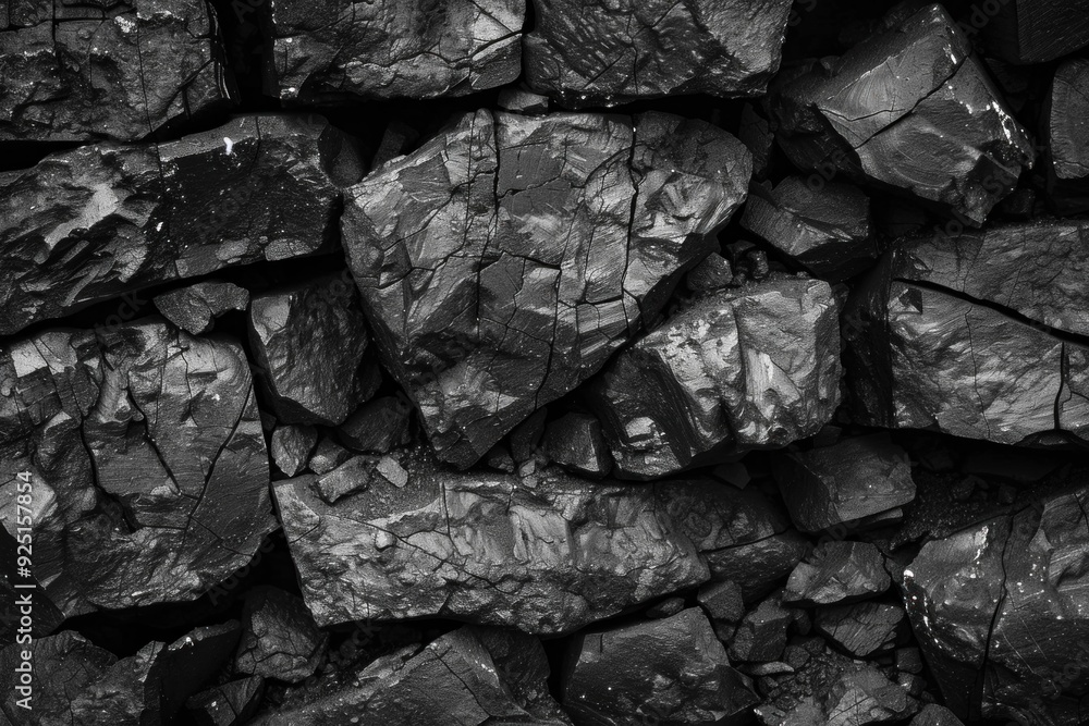 Aufkleber black coal background texture forming an abstract geometric pattern with large chunks of anthracite 