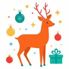  Deer in new years style with new year toys vector illustration