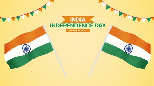 Animated video Happy India Independence Day concept. Full length animation illustration. High quality 4k footage.