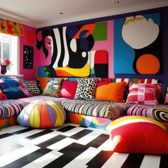 Vibrant Creative Room with Bold Colors and Patterns