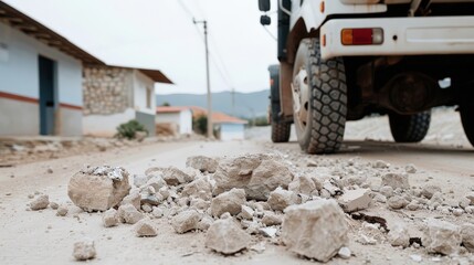 Devastating Earthquake Damage to Infrastructure on Natural Isolated Background