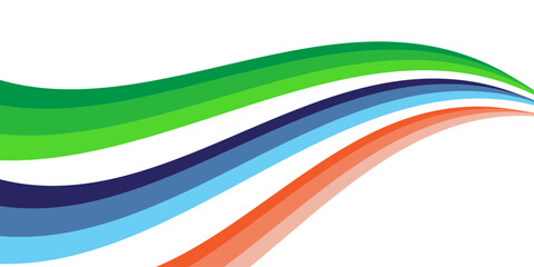 Vector illustration of colorful curved stripes on transparent background