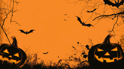 Glowing Jack-o-Lanterns with Bats and Branches