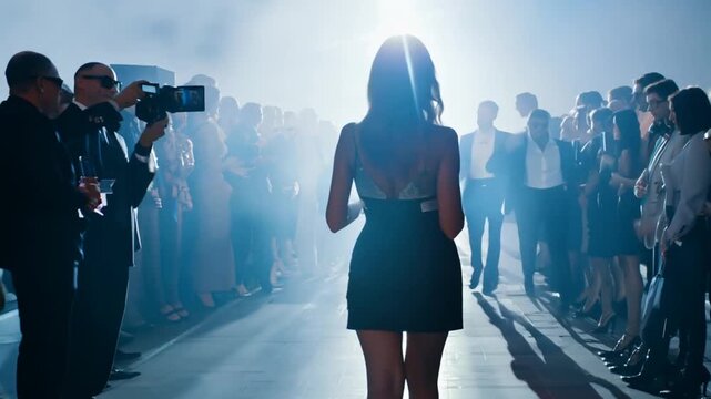 Actress Struts Confidently to Paparazzi on Red Carpet Generative AI