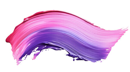 Pink and purple acrylic oil paint brush stroke on transparent background