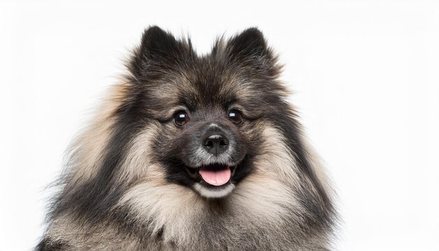 キースホンドのポートレート（Keeshond portrait on white background）
