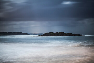 Ocean wave under the moonlight