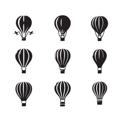 Naklejka premium Set of air balloon silhouette vector illustration
