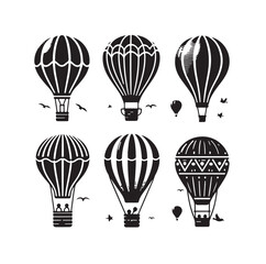 Set of air balloon silhouette vector illustration