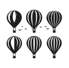 Obraz premium Set of air balloon silhouette vector illustration