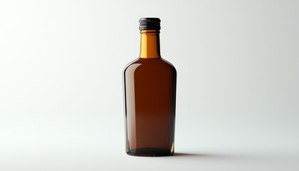 An amber glass bottle on a white background.