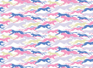 Seamless pattern design with leopard running on white background illustration vector.