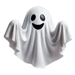 Cute smiling Halloween ghost on transparent background, isolated, png