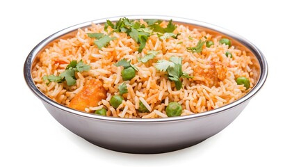Flavorful Biryani Dish Served on a Plate with Vibrant Vegetables and Spices