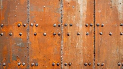 Fototapeta premium The image is of a rusted metal surface with many holes and dents