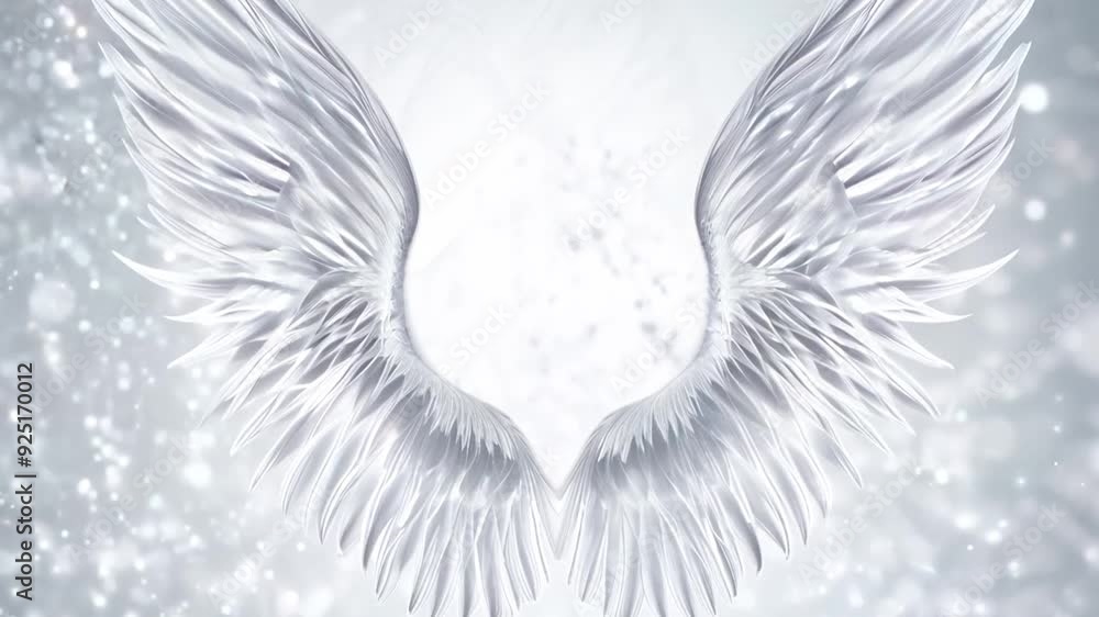 Poster elegant angel wings with a transparent background and soft glow generative ai