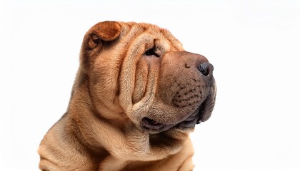 シャー・ペイのポートレート（Shar-Pei portrait on white background）
