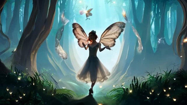 Fairy Dancing in a Magical Forest at Twilight Generative AI