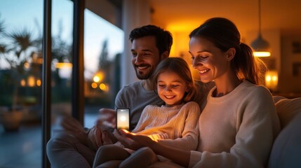 Family Watching a Phone Together