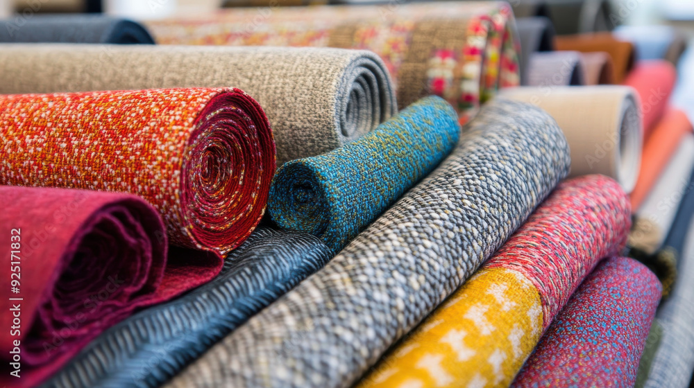 Poster diverse group of textile artisans collaborating on a large weaving project in a shared workspace
