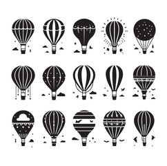Set of air balloon silhouette vector illustration