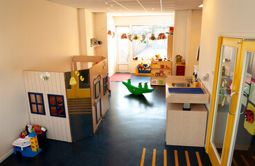 Cleaned empty kindergarten at the end of the day indoors