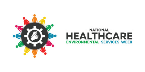 Environmental Health Services Week. Peoples, gloves, and gear. Great for cards, banners, posters, social media and more. White background.