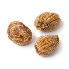 Dried Chinese dates close up isolated on white background