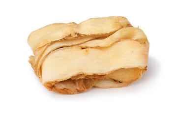Dried yuzhu roots close up isolated on white background