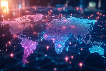 Fototapeta premium Global Digital Business Network Connection Illustration created with Generative AI