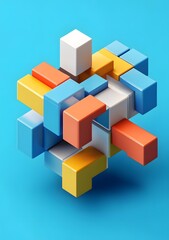 Abstract Colorful Geometric Shapes 3D Design