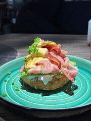 brioche with egg and bacon