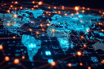 Fototapeta premium Global Digital Business Network Connection Illustration created with Generative AI