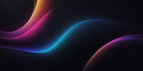 black color gradient background blurred neon color flow, grainy texture effect, futuristic banner design