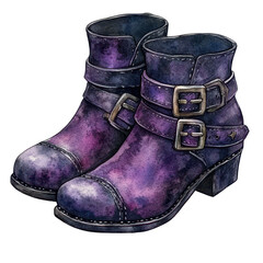 Stylish purple ankle boots with buckles, perfect for a chic and trendy look on any occasion.