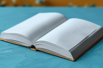 White spiral notebook mockup, cover page, on a blue background