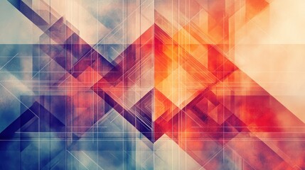 Abstract Geometric Pattern with Blurry Lines and Shapes in Vibrant Colors