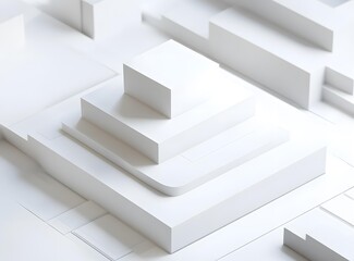 White Geometric Shapes Abstract Background Design