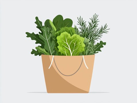 green leafy vegetables in brown paper bag clip art preview