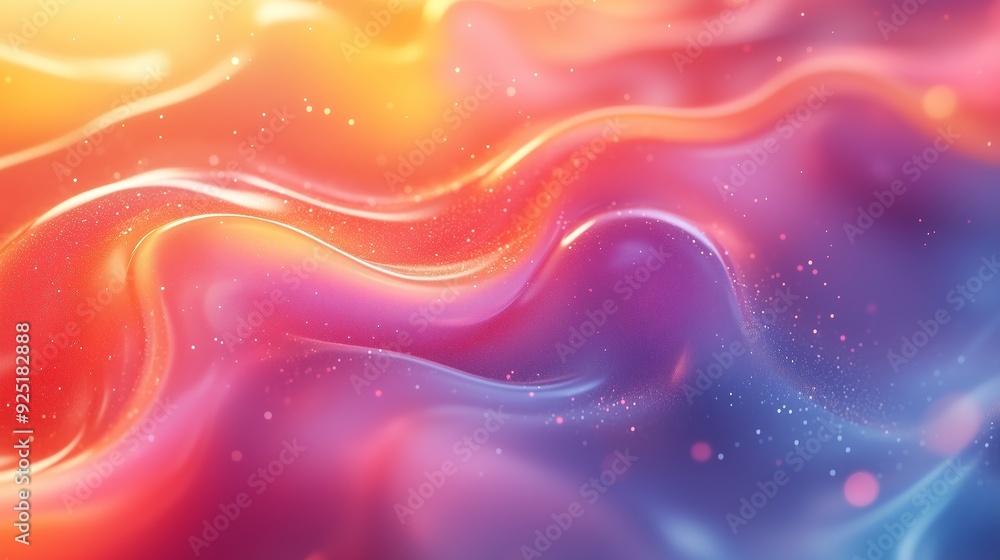 Poster colorful abstract waves with vibrant gradients and sparkling effects in a dynamic composition